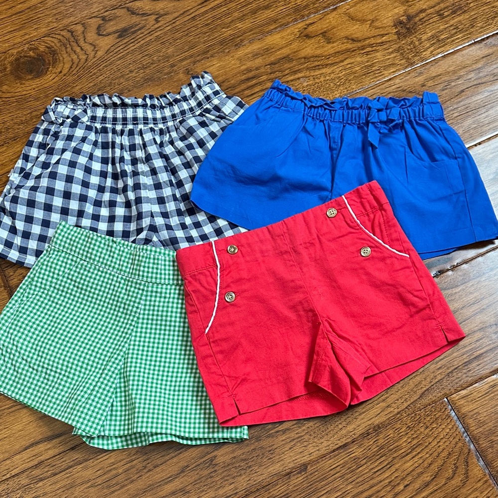 Set of Four Kids' Shorts - Red, Blue, Green, and Black Checkered